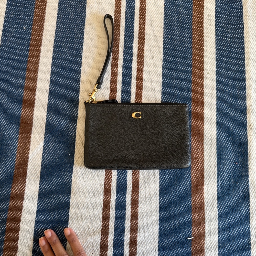 Coach Black Wristlet with Gold Accent